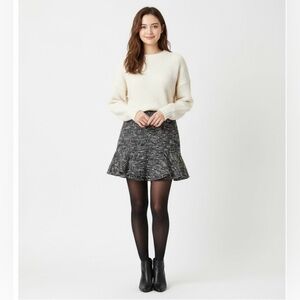 KATE SPADE Tweed Mini Skirt Partly Lined Ruffled Hem Junior Size Large